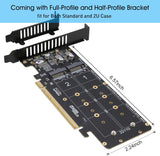 RIITOP Quad PCIe NVMe Adapter, PCIe 4.0 x16 to 4Ports M.2 NVMe Converter Card for 2U Support NVMe SSD in Size 22110/2280/2260/2242 (PCI-e Bifurcation Required)