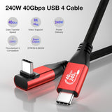 RIITOP 240W USB4 Cable 40Gbps [Right Angled, 3.3ft], USB 4 Video Cable Compatible for Thunderbolt 4/3 Support 8K Video, PD 3.1 Charge for iPhone 15 Pro Max, Monitor, ROG Ally, Steam Deck, eGPU