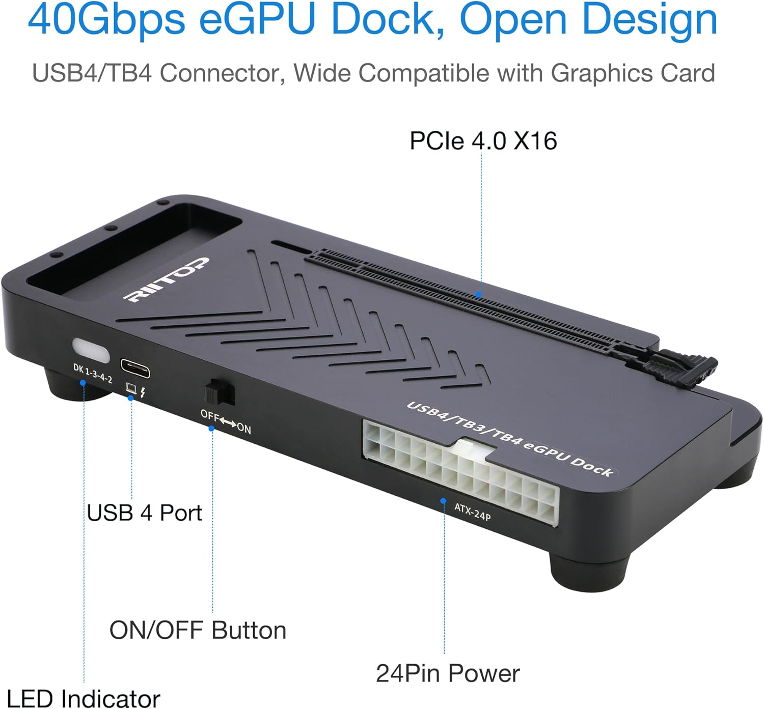 RIITOP 40Gpbs eGPU Enclosure Compatible with Thunderbolt Exte