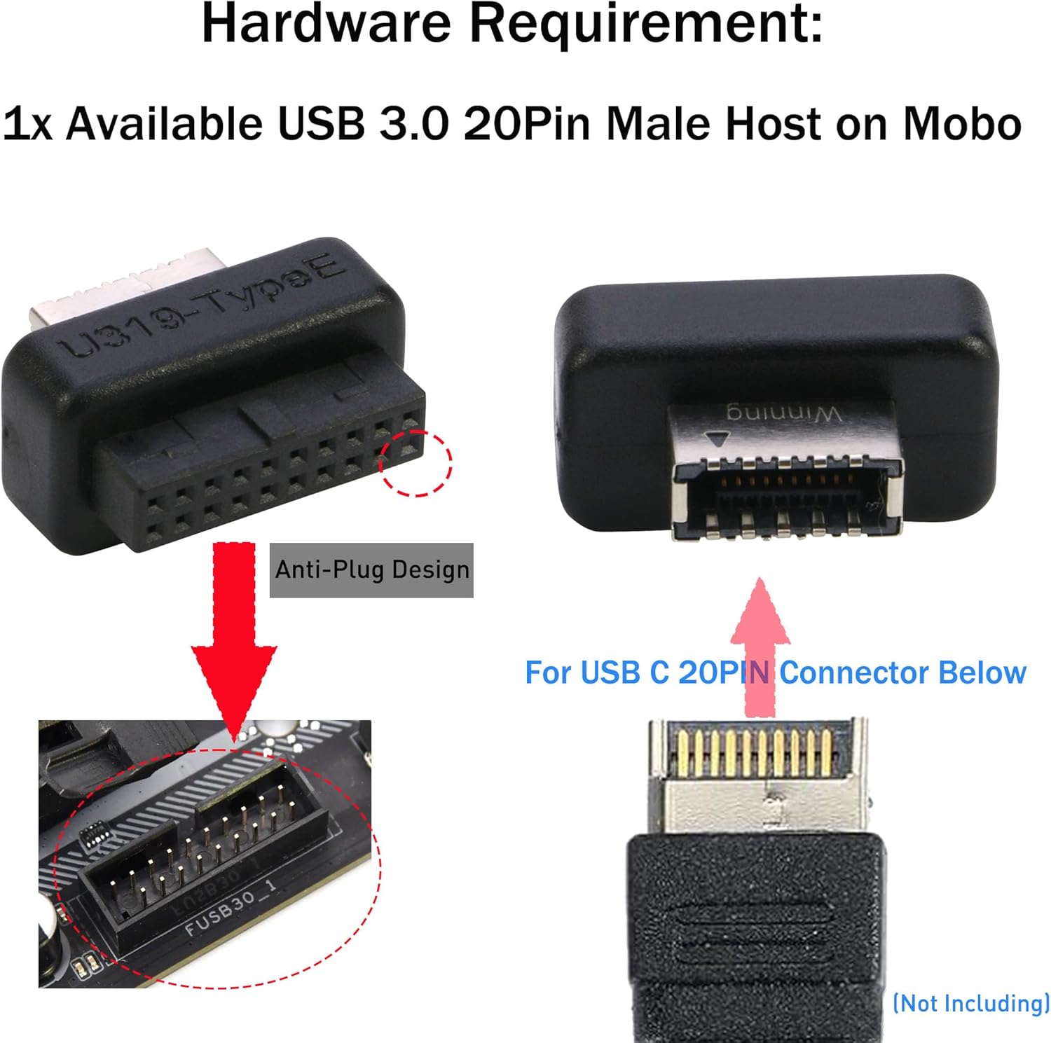 RIITOP USB to USB Gen Header Adapter, Motherboard 20P