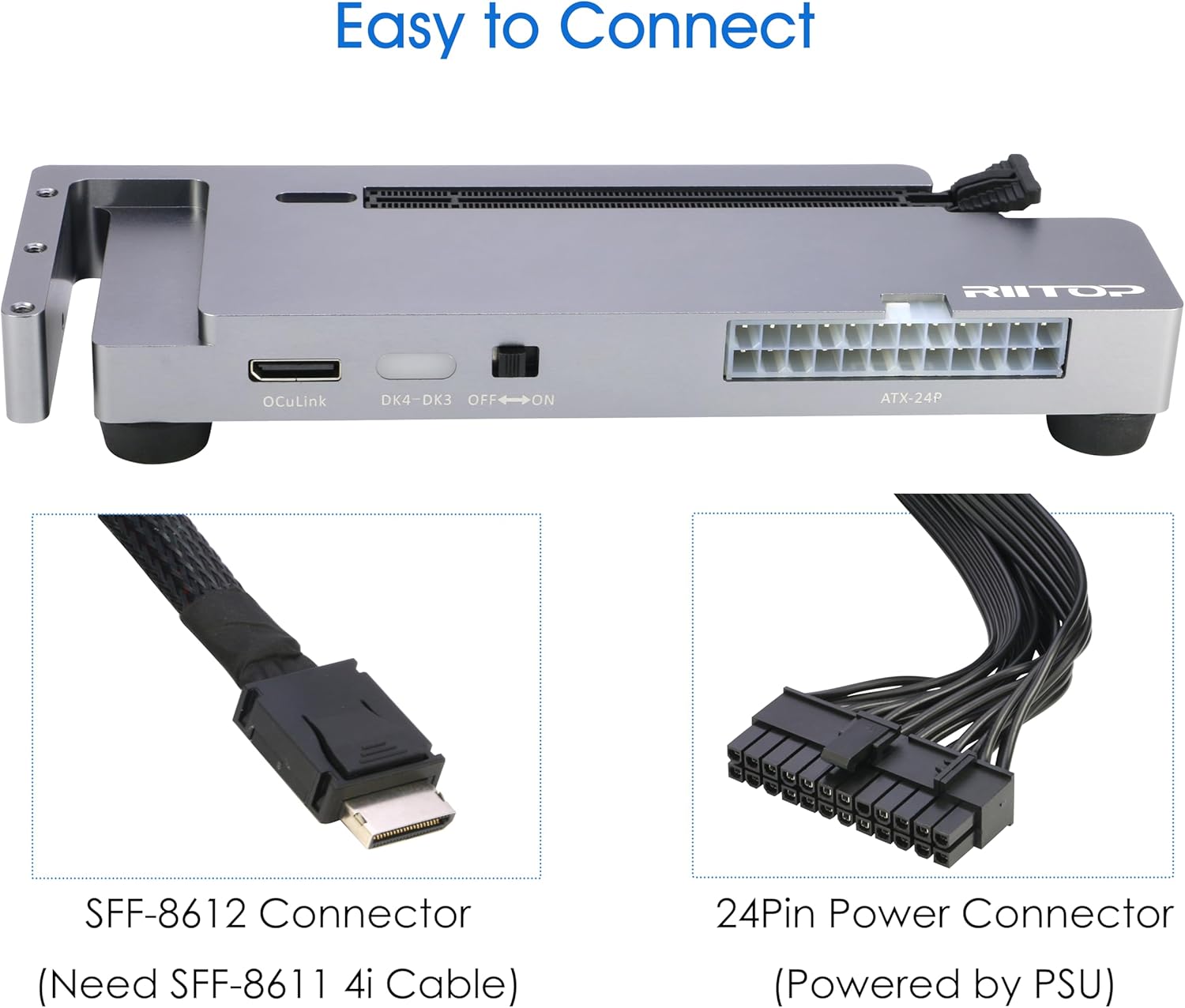 EGPU box OCULINK 専用 RIITOP OCuLink eGPU Dock 64Gpbs Oculink SFF-8612 External GPU Enclosur