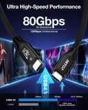 RIITOP 80Gbps USB C for Thunderbolt 5 Cable [3.3FT], Short USB-C to C Monitor Cord up to 8K@60Hz Video 240W PD Lightning-Fast Charging Compatible with Thunderbolt 4/3/USB4 V2 for Docking eGPU