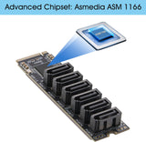 M.2 to SATA Adapter [6-Port], RIITOP M2 NVMe to SATA 3.0 Card with ASM1166 Chipset for SSD/HDD up to 6Gbps,Come with Heatsink