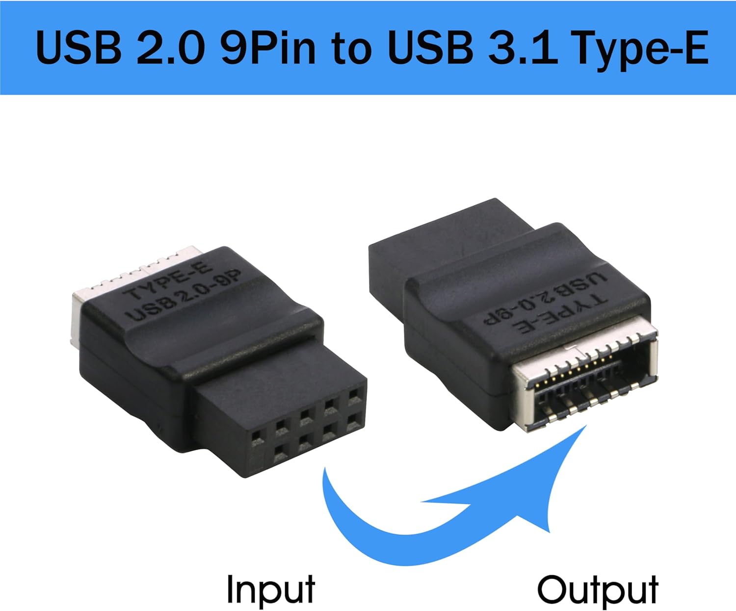 RIITOP USB to USB gen Header Adapter, 9Pin to USB C Type-E I