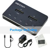 Dual NVMe SSD Docking Station, RIITOP External M.2 Duplicator for NVMe SSD to USB-C Reader Support [Offline Clone]