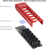 M.2 to SATA Adapter [6-Port], RIITOP M2 NVMe to SATA 3.0 Card with ASM1166 Chipset for SSD/HDD up to 6Gbps,Come with Heatsink