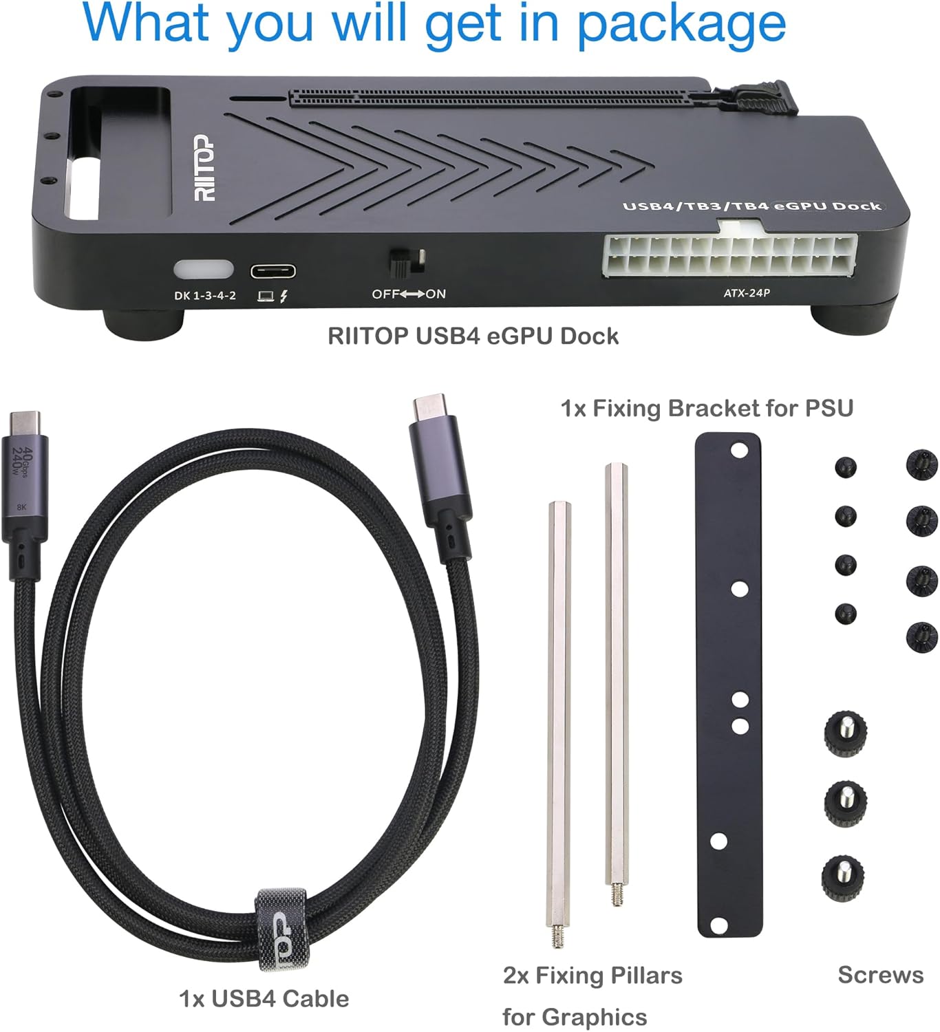 RIITOP 40Gpbs eGPU Enclosure USB4.0 Compatible with Thunderbolt 4 Exte