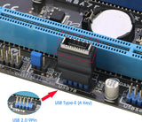 RIITOP USB 2.0 to USB 3.2 gen 1 Header Adapter, 9Pin to USB C Type-E Internal Motherboard Converter for Front Panel Connector