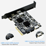 USB 3.1 PCIe Card, RIITOP PCI-e 3.0 to USB3.2 Gen1 Adapter (10Gbps) Expands to 20Pin + Type-E + 1xUSB 3.0 + 1x USB C