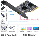 PCIe to USB C Expansion Card [10Gbps], RIITOP PCIe 3.0 x4 and Mini Displayport (Input) to USB 3.2 Gen2 Type-C 10Gbps Video Card