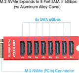 M.2 to SATA Adapter [8 Port], M2 NVMe to SATA 3.0 Card with Aluminum Housing for SSD/NAS up to 6Gbps