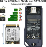 M.2 2230 Enclsoure 10Gbps, RIITOP Small M.2 NVMe to USB-C Reader with Aluminum Case for Both (M Key) NVMe and (B+M Key) SATA SSD only in Size 22x30mm