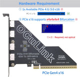 RIITOP PCIe to Oculink Adapter [4-Port], PCIe 4.0 x16 to SFF-8612 (SFF-8611 Female) Full-Speed 64Gbps*4Port for eGPU(PCI-e x4x4x4x4 Bifurcation Required)