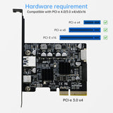 USB 3.1 PCIe Card, RIITOP PCI-e 3.0 to USB3.2 Gen1 Adapter (10Gbps) Expands to 20Pin + Type-E + 1xUSB 3.0 + 1x USB C