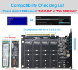 Quad NVMe to PCIe Expansion Adapter Card (PCIe Bifurcation Motherboard is Required), Support 4x M Key M.2 NVMe SSD