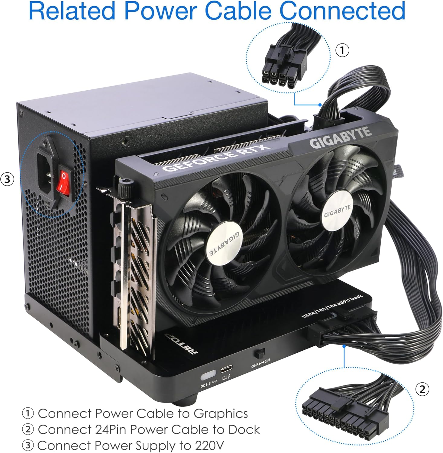 RIITOP 40Gpbs eGPU Enclosure USB4.0 Compatible with Thunderbolt 4 Exte