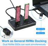 Dual NVMe SSD Docking Station, RIITOP External M.2 Duplicator for NVMe SSD to USB-C Reader Support [Offline Clone]