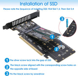 RIITOP Quad PCIe NVMe Adapter, PCIe 4.0 x16 to 4Ports M.2 NVMe Converter Card for 2U Support NVMe SSD in Size 22110/2280/2260/2242 (PCI-e Bifurcation Required)