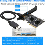 PCIe to USB C Expansion Card [10Gbps], RIITOP PCIe 3.0 x4 and Mini Displayport (Input) to USB 3.2 Gen2 Type-C 10Gbps Video Card