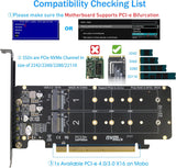 RIITOP Quad PCIe NVMe Adapter, PCIe 4.0 x16 to 4Ports M.2 NVMe Converter Card for 2U Support NVMe SSD in Size 22110/2280/2260/2242 (PCI-e Bifurcation Required)