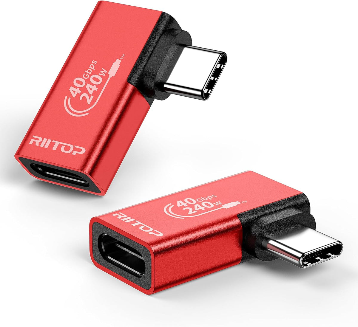 RIITOP USB C Right Angle Adapter [2-Pack], 90 Degree USB C Extender 24