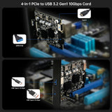 USB 3.1 PCIe Card, RIITOP PCI-e 3.0 to USB3.2 Gen1 Adapter (10Gbps) Expands to 20Pin + Type-E + 1xUSB 3.0 + 1x USB C