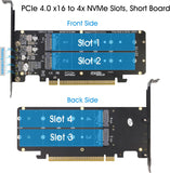 RIITOP Quad PCIe NVMe Adapter, PCIe 4.0 x16 to 4Ports M.2 NVMe Converter Card for 2U Support NVMe SSD in Size 22110/2280/2260/2242 (PCI-e Bifurcation Required)