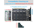 Quad NVMe to PCIe Expansion Adapter Card (PCIe Bifurcation Motherboard is Required), Support 4x M Key M.2 NVMe SSD