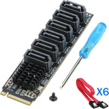 M.2 to SATA 3.0 Adapter [6-Port], RIITOP M.2 NVMe to 6 Ports SATA III Expansion Card Adapter 6Gbps with Chipset ASM1166