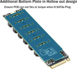 M.2 to SATA 3.0 Adapter [6-Port], RIITOP M.2 NVMe to 6 Ports SATA III Expansion Card Adapter 6Gbps with Chipset ASM1166