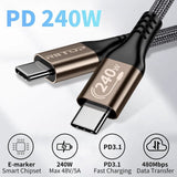 RIITOP 240W USB C to USB C Cable (2Pack,6.6ft), USB C Charger Cable Fast Charge for iPhone 15/15Pro/15Plus/15ProMax, MacBook Pro 2020, iPad Pro 2020, iPad Air 4, Samsung Galaxy S23+/S23 Ultra(USB 2.0)