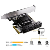 PCIe SATA Card Adapter, RIITOP 6 Port SATA 3.0 PCI-e Expansion Card Adapter Converter ASM1166 Chipset Support SATA 6G RAID0 RAID1 AHCI SPAN