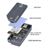 M.2 2230 NVMe Enclsoure 20Gbps, RIITOP NVMe to USB3.2 Gen2X2 Reader Mini M.2 SSD Case only for NVMe M Key SSD Size 22x30mm