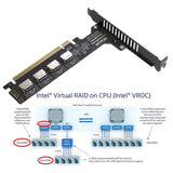 PCIE Oculink Adapter Card, RIITOP PCI-e Express 16x to Quad OCuLink SFF-8612 SFF-8611 Internal VROC Raid0 Adapter for U.2 SSD eGPU External Graphics Card Dock