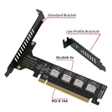 PCIE Oculink Adapter Card, RIITOP PCI-e Express 16x to Quad OCuLink SFF-8612 SFF-8611 Internal VROC Raid0 Adapter for U.2 SSD eGPU External Graphics Card Dock