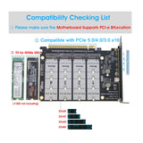 Quad NVMe to PCIe Expansion Adapter Card (PCIe Bifurcation Motherboard is Required), Support 4x M Key M.2 NVMe SSD