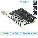PCI-E to 8 Port USB 3.0 (2xUSB-C, 6x USB-A ) Expansion Card 5Gbps,External PCI Express USB3.0 Adapter Card For Desktop PC PCI-e 1x, Support Windows 11/10/8/7/XP