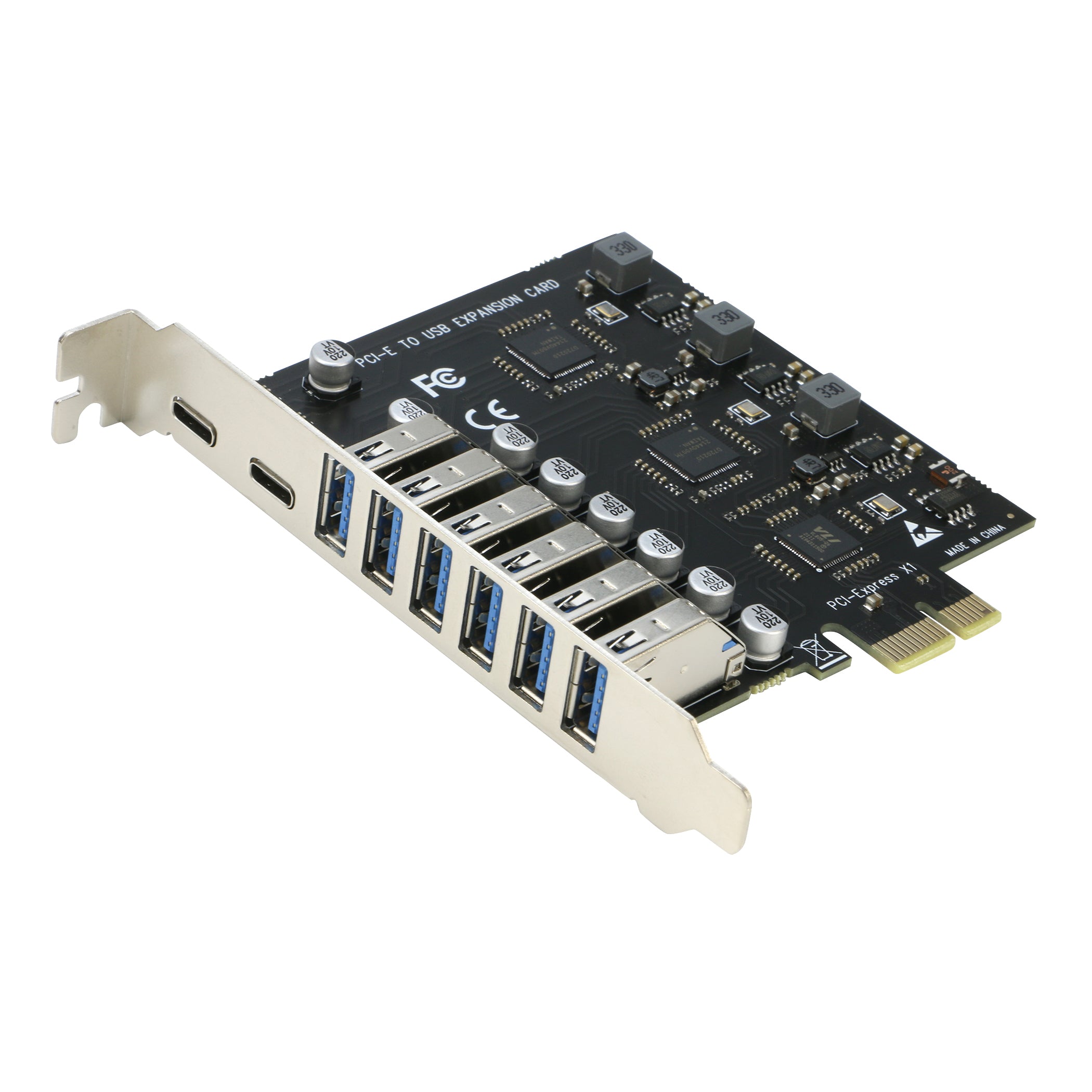 Carte PCIe Vers USB 3.2 - 7 Ports Super Rapides, Plug & Play, Idéale Pour Gamer Et Pro