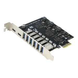 PCI-E to 8 Port USB 3.0 (2xUSB-C, 6x USB-A ) Expansion Card 5Gbps,External PCI Express USB3.0 Adapter Card For Desktop PC PCI-e 1x, Support Windows 11/10/8/7/XP