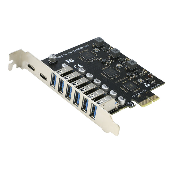 PCI-E to 8 Port USB 3.0 (2xUSB-C, USB-A ) Expansion RIITOP