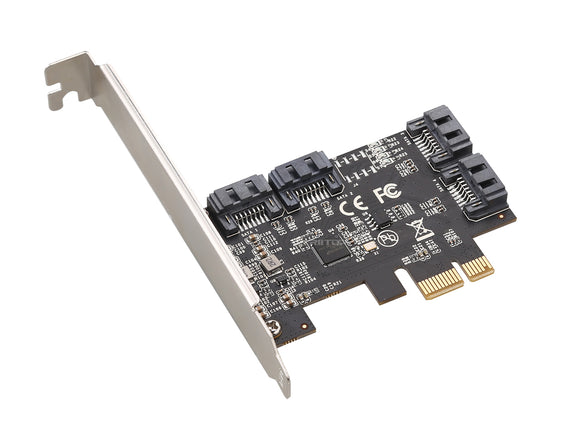 PCIE to 4 Ports 6Gbps SATA III Expansion Card Adapter for Desktop PC Computer, Plug and Play on Windows OS, MAC OS, Linux System, ASMedia ASM1064 None-Raid PCIE 3.0 SATA III Host Controller