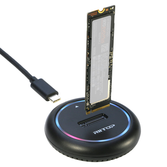 NVMe to USB Docking Station, RIITOP M.2 SSD Enclosure for Both NVMe and (B+M Key SATA) SSD