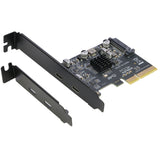 10Gbps PCIe USB C 3.2 Gen 2 Card, 2-Port PCle x4 to USB C 10G Expansion Adapter Card, PCI Express 3.0 x4 Adapter for Desktop PC, SSD Enclosures, Workstations, File Backup, Data only, Windows/Linux