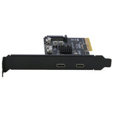 10Gbps PCIe USB C 3.2 Gen 2 Card, 2-Port PCle x4 to USB C 10G Expansion Adapter Card, PCI Express 3.0 x4 Adapter for Desktop PC, SSD Enclosures, Workstations, File Backup, Data only, Windows/Linux