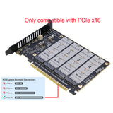 Quad NVMe to PCIe Expansion Adapter Card (PCIe Bifurcation Motherboard is Required), Support 4x M Key M.2 NVMe SSD