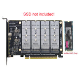 Quad NVMe to PCIe Expansion Adapter Card (PCIe Bifurcation Motherboard is Required), Support 4x M Key M.2 NVMe SSD