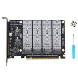 Quad NVMe to PCIe Expansion Adapter Card (PCIe Bifurcation Motherboard is Required), Support 4x M Key M.2 NVMe SSD