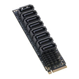 M.2 to SATA Adapter 8 Port, NVMe M Key M.2 to SATA3.0 Card 6Gbps, ASMedia ASM1166 Chip, Support SSD and HDD for Desktop PC with LED Indicator, Tools Included