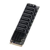 M.2 to SATA Adapter 8 Port, NVMe M Key M.2 to SATA3.0 Card 6Gbps, ASMedia ASM1166 Chip, Support SSD and HDD for Desktop PC with LED Indicator, Tools Included