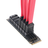 M.2 to SATA Adapter 8 Port, NVMe M Key M.2 to SATA3.0 Card 6Gbps, ASMedia ASM1166 Chip, Support SSD and HDD for Desktop PC with LED Indicator, Tools Included